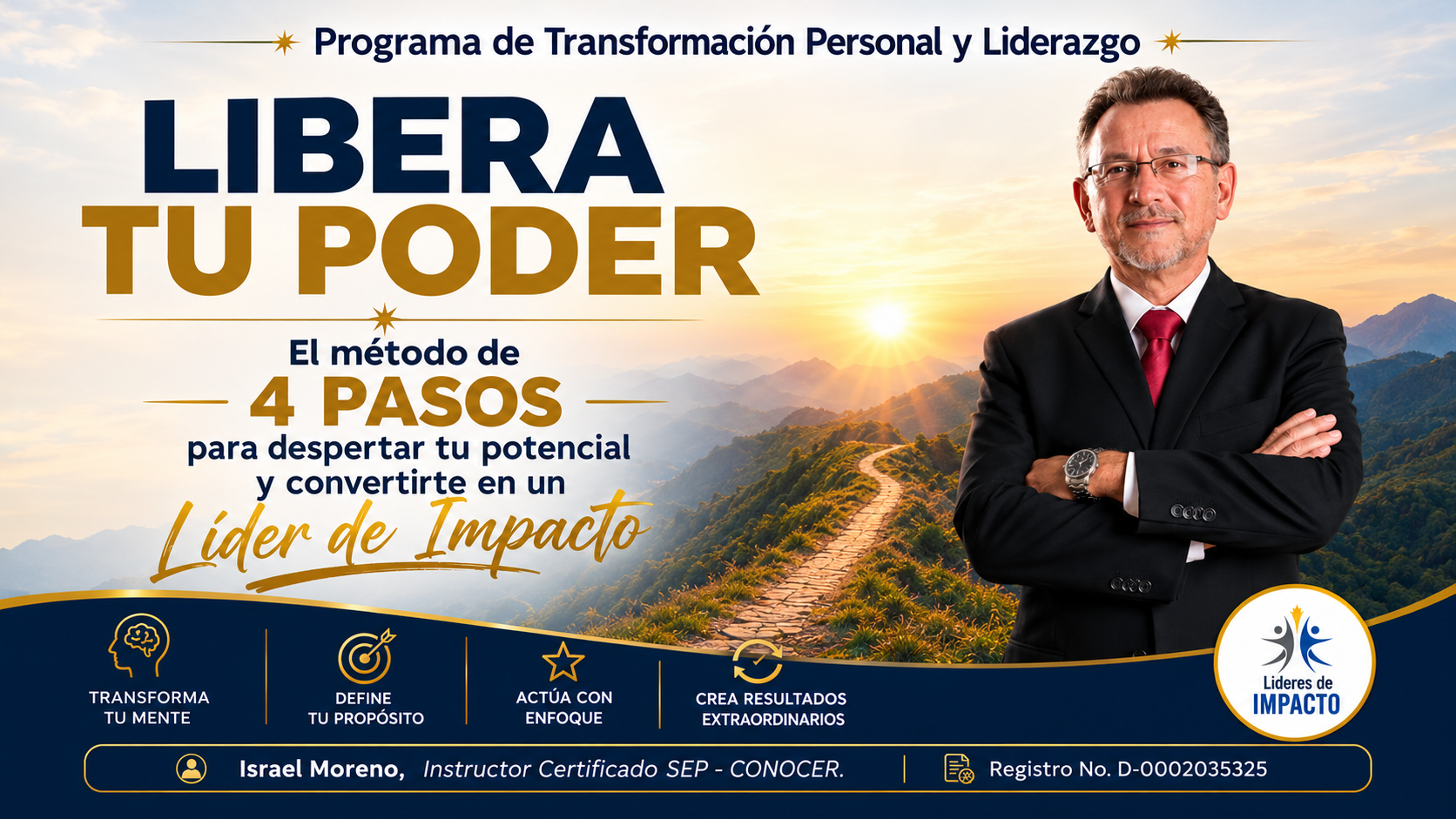 Programa de transformación personal y liderazgo «LIBERA TU PODER»: El Método de 4 Pasos para despertar tu Potencial y convertirte en un Líder de IMPACTO.